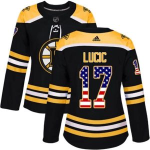 kvinder-NHL-Boston-Bruins-Ishockey-Troeje-Milan-Lucic-17-Sort-USA-Flag-Fashion-Authentic