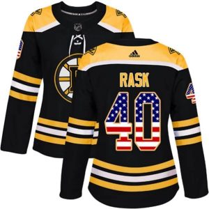 kvinder-NHL-Boston-Bruins-Ishockey-Troeje-Tuukka-Rask-40-Sort-USA-Flag-Fashion-Authentic