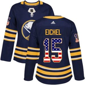 kvinder-NHL-Buffalo-Sabres-Ishockey-Troeje-Jack-Eichel-15-Navy-USA-Flag-Fashion-Authentic
