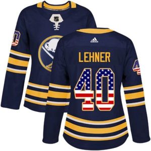 kvinder-NHL-Buffalo-Sabres-Ishockey-Troeje-Robin-Lehner-40-Navy-USA-Flag-Fashion-Authentic