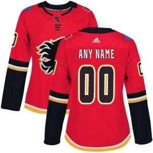 kvinder-NHL-Calgary-Flames-Ishockey-Troeje-Custom-Roed-Authentic