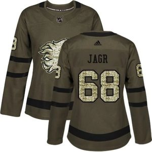 kvinder-NHL-Calgary-Flames-Ishockey-Troeje-Jaromir-Jagr-68-Camo-Groen-Authentic