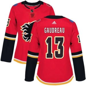 kvinder-NHL-Calgary-Flames-Ishockey-Troeje-Johnny-Gaudreau-13-Roed-Authentic