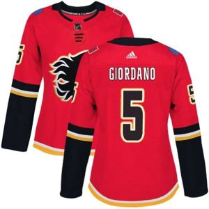 kvinder-NHL-Calgary-Flames-Ishockey-Troeje-Mark-Giordano-5-Roed-Authentic