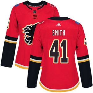 kvinder-NHL-Calgary-Flames-Ishockey-Troeje-Mike-Smith-41-Roed-Authentic