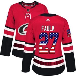 kvinder-NHL-Carolina-Hurricanes-Ishockey-Troeje-Justin-Faulk-27-Roed-USA-Flag-Fashion-Authentic