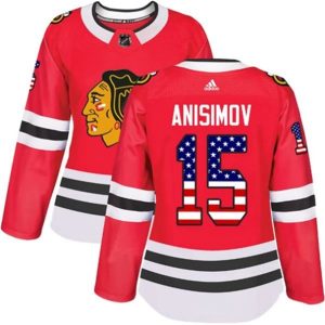 kvinder-NHL-Chicago-Blackhawks-Ishockey-Troeje-Artem-Anisimov-15-Roed-USA-Flag-Fashion-Authentic