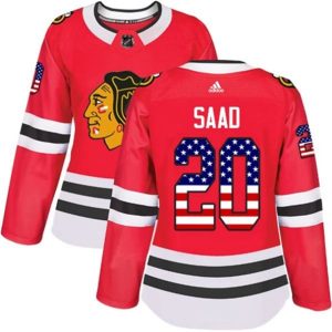 kvinder-NHL-Chicago-Blackhawks-Ishockey-Troeje-Brandon-Saad-20-Roed-USA-Flag-Fashion-Authentic
