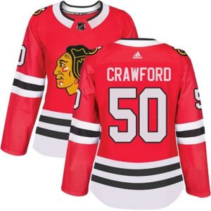 kvinder-NHL-Chicago-Blackhawks-Ishockey-Troeje-Corey-Crawford-50-Roed-Authentic