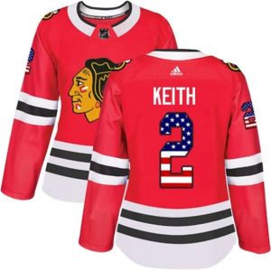 kvinder-NHL-Chicago-Blackhawks-Ishockey-Troeje-Duncan-Keith-2-Roed-USA-Flag-Fashion-Authentic