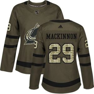 kvinder-NHL-Colorado-Avalanche-Ishockey-Troeje-Nathan-MacKinnon-29-Camo-Groen-Authentic