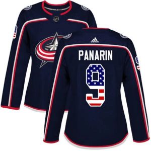 kvinder-NHL-Columbus-Blue-Jackets-Ishockey-Troeje-Artemi-Panarin-9-Navy-USA-Flag-Fashion-Authentic