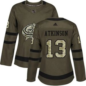 kvinder-NHL-Columbus-Blue-Jackets-Ishockey-Troeje-Cam-Atkinson-13-Camo-Groen-Authentic
