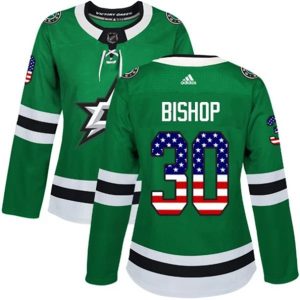 kvinder-NHL-Dallas-Stars-Ishockey-Troeje-Ben-Bishop-30-Kelly-Groen-USA-Flag-Fashion-Authentic