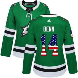 kvinder-NHL-Dallas-Stars-Ishockey-Troeje-Jamie-Benn-14-Kelly-Groen-USA-Flag-Fashion-Authentic