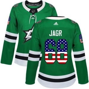 kvinder-NHL-Dallas-Stars-Ishockey-Troeje-Jaromir-Jagr-68-Kelly-Groen-USA-Flag-Fashion-Authentic