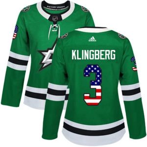kvinder-NHL-Dallas-Stars-Ishockey-Troeje-John-Klingberg-3-Kelly-Groen-USA-Flag-Fashion-Authentic