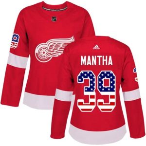 kvinder-NHL-Detroit-Red-Wings-Ishockey-Troeje-Anthony-Mantha-39-Roed-USA-Flag-Fashion-Authentic