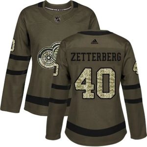 kvinder-NHL-Detroit-Red-Wings-Ishockey-Troeje-Henrik-Zetterberg-40-Camo-Groen-Authentic