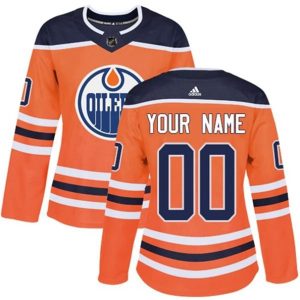 kvinder-NHL-Edmonton-Oilers-Ishockey-Troeje-Custom-Orange-Authentic