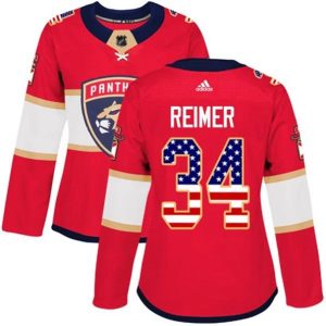 kvinder-NHL-Florida-Panthers-Ishockey-Troeje-James-Reimer-34-Roed-USA-Flag-Fashion-Authentic