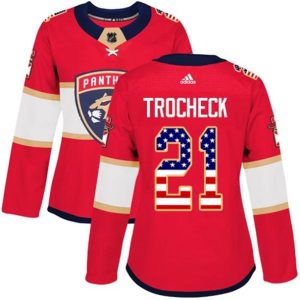 kvinder-NHL-Florida-Panthers-Ishockey-Troeje-Vincent-Trocheck-21-Roed-USA-Flag-Fashion-Authentic
