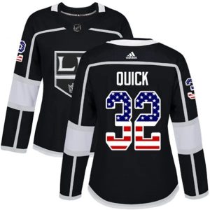 kvinder-NHL-Los-Angeles-Kings-Ishockey-Troeje-Jonathan-Quick-32-Sort-USA-Flag-Fashion-Authentic