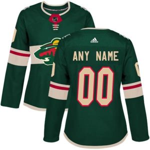 kvinder-NHL-Minnesota-Wild-Ishockey-Troeje-Custom-Groen-Authentic