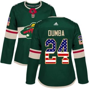 kvinder-NHL-Minnesota-Wild-Ishockey-Troeje-Matt-Dumba-24-Groen-USA-Flag-Fashion-Authentic