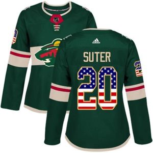 kvinder-NHL-Minnesota-Wild-Ishockey-Troeje-Ryan-Suter-20-Groen-USA-Flag-Fashion-Authentic