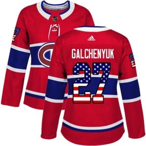 kvinder-NHL-Montreal-Canadiens-Ishockey-Troeje-Alex-Galchenyuk-27-Roed-USA-Flag-Fashion-Authentic