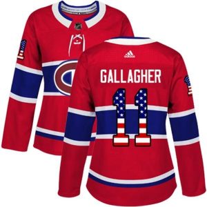 kvinder-NHL-Montreal-Canadiens-Ishockey-Troeje-Brendan-Gallagher-11-Roed-USA-Flag-Fashion-Authentic