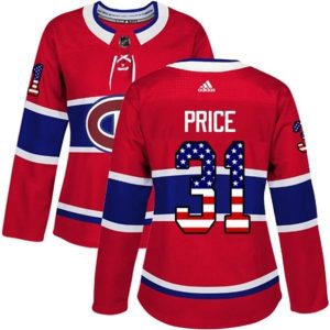 kvinder-NHL-Montreal-Canadiens-Ishockey-Troeje-Carey-Price-31-Roed-USA-Flag-Fashion-Authentic