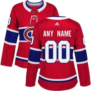 kvinder-NHL-Montreal-Canadiens-Ishockey-Troeje-Custom-Roed-Authentic