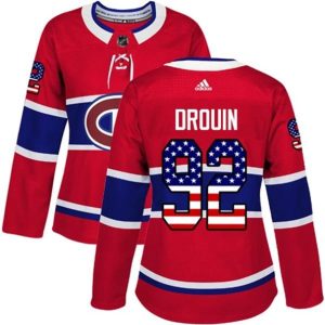 kvinder-NHL-Montreal-Canadiens-Ishockey-Troeje-Jonathan-Drouin-92-Roed-USA-Flag-Fashion-Authentic