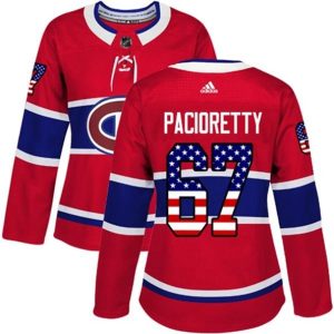 kvinder-NHL-Montreal-Canadiens-Ishockey-Troeje-Max-Pacioretty-67-Roed-USA-Flag-Fashion-Authentic