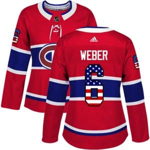 kvinder-NHL-Montreal-Canadiens-Ishockey-Troeje-Shea-Weber-6-Roed-USA-Flag-Fashion-Authentic