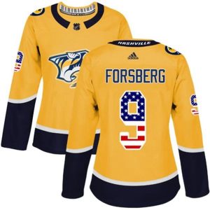 kvinder-NHL-Nashville-Predators-Ishockey-Troeje-Filip-Forsberg-9-Kulta-USA-Flag-Fashion-Authentic