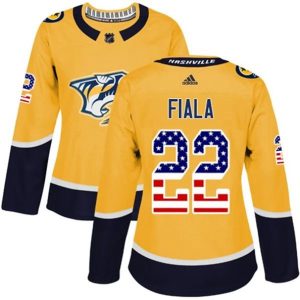 kvinder-NHL-Nashville-Predators-Ishockey-Troeje-Kevin-Fiala-22-Kulta-USA-Flag-Fashion-Authentic