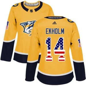 kvinder-NHL-Nashville-Predators-Ishockey-Troeje-Mattias-Ekholm-14-Kulta-USA-Flag-Fashion-Authentic