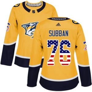 kvinder-NHL-Nashville-Predators-Ishockey-Troeje-P.K-Subban-76-Kulta-USA-Flag-Fashion-Authentic