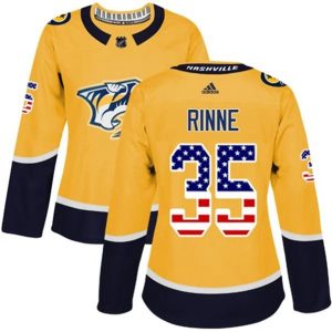 kvinder-NHL-Nashville-Predators-Ishockey-Troeje-Pekka-Rinne-35-Kulta-USA-Flag-Fashion-Authentic