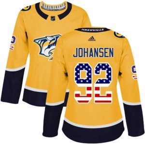 kvinder-NHL-Nashville-Predators-Ishockey-Troeje-Ryan-Johansen-92-Kulta-USA-Flag-Fashion-Authentic