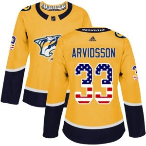kvinder-NHL-Nashville-Predators-Ishockey-Troeje-Viktor-Arvidsson-33-Kulta-USA-Flag-Fashion-Authentic