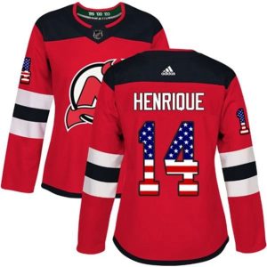 kvinder-NHL-New-Jersey-Devils-Ishockey-Troeje-Adam-Henrique-14-Roed-USA-Flag-Fashion-Authentic