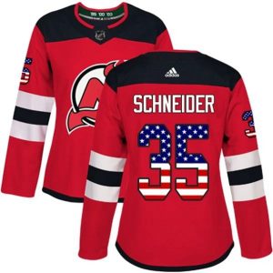 kvinder-NHL-New-Jersey-Devils-Ishockey-Troeje-Cory-Schneider-35-Roed-USA-Flag-Fashion-Authentic
