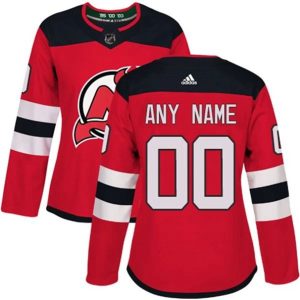 kvinder-NHL-New-Jersey-Devils-Ishockey-Troeje-Custom-Roed-Authentic