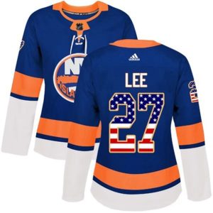 kvinder-NHL-New-York-Islanders-Ishockey-Troeje-Anders-Lee-27-Blaa-USA-Flag-Fashion-Authentic