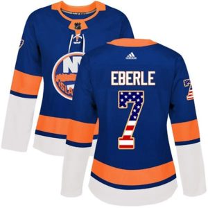 kvinder-NHL-New-York-Islanders-Ishockey-Troeje-Jordan-Eberle-7-Blaa-USA-Flag-Fashion-Authentic