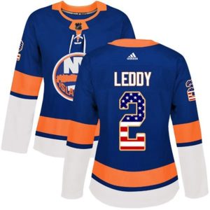 kvinder-NHL-New-York-Islanders-Ishockey-Troeje-Nick-Leddy-2-Blaa-USA-Flag-Fashion-Authentic